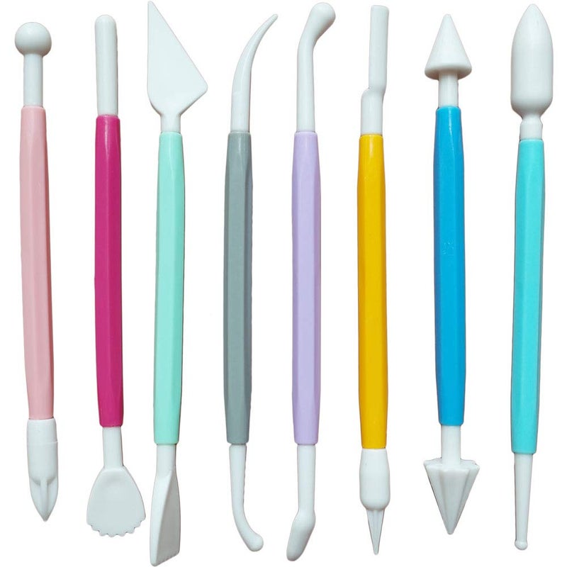 ScivoKaval Marshmallow Fondant Cake Decorating Hand Tool 12 Pcs 5 Sets Sugarcraft Gumpaste Icing Smoother Rolling Pin Trimmer Cutter Embosser Flower Scissor Modelling Accessories Supplies Kit Multi - Image 2